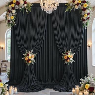 60×14ft Wrinkle Free Black Backdrop Curtain for Parties Wedding,12 Panels 5×14ft Height Soft Silky Polyester Photo Backdrop Drapes for Birthday Graduation Photography Stage Event Background Cloth - Image 8