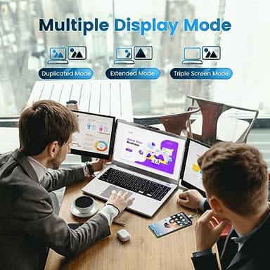 domyfan 14" Laptop Screen Extender, FHD 1080P IPS Triple Portable Monitor for Laptop, HDMI/USB-A/Type-C for Windows, Mac, Android, Chrome, Switch & PS5, Work with 13.3”-17” Laptops - Image 6