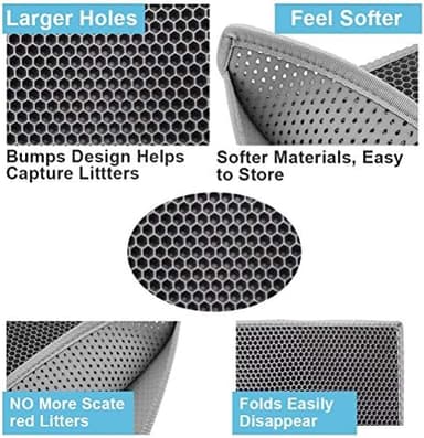Pieviev Cat Litter Mat Double Layer Waterproof Urine Proof Trapping Mat 1 Pack (Gray, 24x15 Inch (Pack of 1 - Image 5