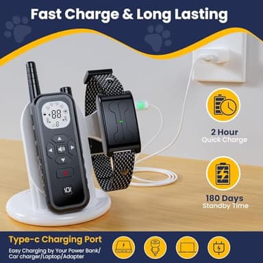 Wireless Dog Fence Electric Fence 185 Days Standby Training Collar, Flash Light & Waterproof Portable Dog Perimeter Collar with 3 Training Mode for 2 Dog Large Medium Upgraded Dark Grey for 2 Dog - Image 4