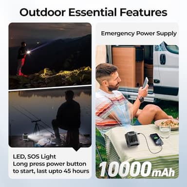 AMACOOL Portable Waist Fan Clip On, MAX 40H Work Time, 10000mAh Rechargeable Wearable Shirt Fan with Light, 16000RPM Powerful 5 Speed Belt Fans Personal Cooling Fans for Outdoor Jobsite Camping Travel - Image 3