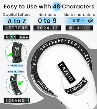 EazeID Embossing Label Maker Machine with Tapes, Old School Vintage Label Maker Embossed, Retro 3D Embosser Manual Labeler with 3 Rolls 9mm Labels-Waterproof for Home Office Kids DIY Craft Scrapbook - Image 3