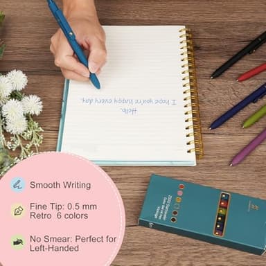 Ddaowanx Colorful Gel Pens, 0.5mm Fine Point Retractable,Multi Colored Pens for Journaling and Sketching,School Supplies,Stuffers for Teens, Gifts for Women (6Pcs-Vintage Colors) - Image 5