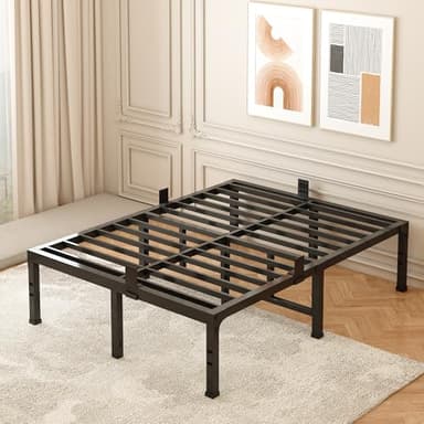 FUIOBYVV Queen Bed Frame 18 inch Heavy Duty Metal Platform Bed Frame Queen Size Support Up to 3500 lbs,No Box Spring Needed/No Shaking/Steel Slat Support/Noise Free/Easy Assembly - Image 1