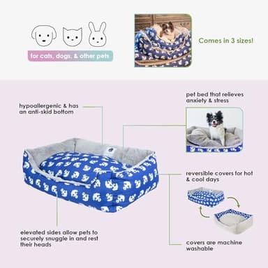 Petique Anchor's Away Reversible Pet Bed, Blue, Small - Image 8