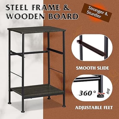 WLIVE Night Stand Set 2, Black Nightstand with Fabric Storage Drawer and Open Wood Shelf, Nightstand Set of 2 with Steel Frame, Side Table for Bedroom, Dorm, Charcoal Black, 25.03" Height - Image 6