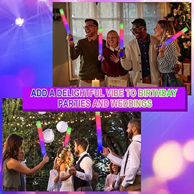 Taotuo Glow Stick Bulk 108PCS Led Foam Glow Sticks,Glow in The Dark Party Supplies with 3 Flashing Modes,Light up Foam Sticks for Wedding,Halloween, Christmas, Concerts, Birthday - Image 2