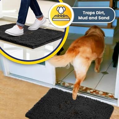 Muddy Mat® Original Dog Door Mat for Muddy Paws, Super Absorbent Microfiber, Non-Slip Washable Pet Rug, Quick Dry Chenille Entryway Carpet, Machine Washable Indoor Outdoor mat, Charcoal 18"x28" - Image 6