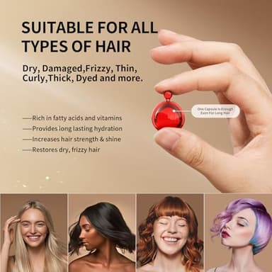 POEROES Hair Treatment Serum 50 Capsules Hair Vitamins A C E Pro B5 - Hair Serum for Frizzy and Damaged Hair - Hair Oil with Argan & Avocado Oil - Leave in Conditioner for Women & Men - Image 5