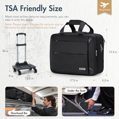 Lekebobor Rolling Laptop Bag - Laptop Briefcase on Wheels for Women/Men Fits Up to 15.6Inch Rolling computer Bags Water Resistant for Travel Work and Business (Black) - Image 2