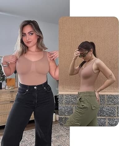 SHAPERX Women's Shaping Mid-Thigh Bodysuit Tummy Control Shapewear Seamless Sculpting Body Shaper,SZ5310-Sienna-L/XL - Image 6