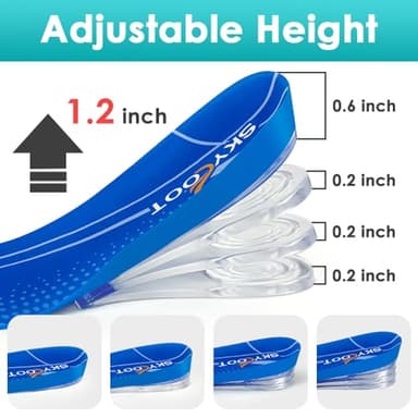 Skyfoot 4 Layers Adjustable Height Increase Insoles, 3/4 Length Shoe Lifts Heel Elevator Cushioned Inserts Up to 1.2 Inches (Blue, Large: Women 9.5-13, Men 8.5-14) - Image 5