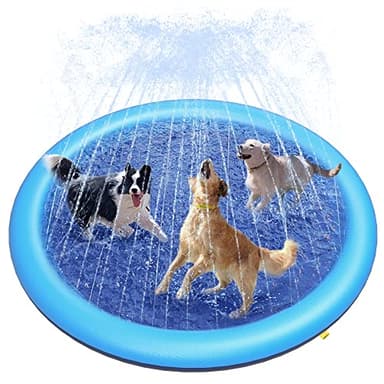 Peteast Splash Pad for Dogs & Kids - Anti-Slip Dog Pool for Large Dogs, 0.58 mm Thickened Durable Outdoor Water Play Mat, Summer Sprinkler Toy for Backyard (67in, Blue) - Image 1