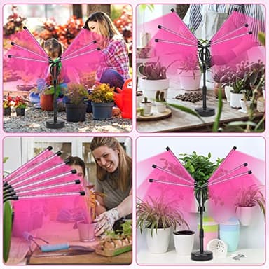 Grow Lights for Indoor Plants, Six Head Plant Light with Full Spectrum, LED Grow Lamps for Seed Starting with Adjustable Gooseneck, Suitable for Flowers Vegetables - Image 4
