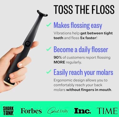 FLAUS Electric Flosser (Shark Tank) 3 Speeds + 45 Refill Heads w/Gentle Gliding Floss for Sensitive Gum Care - Water Flosser Alternative, Dentist Recommended Tooth Flossers, Eco Dental Floss Picks - Image 2