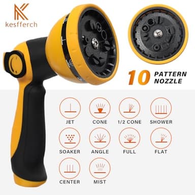 Retractable Hose Reel, 1/2 Inch x 98 FT Compact Water Hose Reel Wall Mounted Garden Hose Reel with 10 Pattern Nozzles, Any Length Lock, Slow Rewind Storage, 180°Swivel Bracket - Image 7