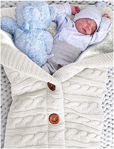 XMWEALTHY Unisex Infant Swaddle Blankets Soft Thick Fleece Knit Baby Girls Boys Stroller Wraps (White) - Image 3