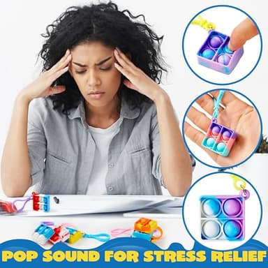 JOYIN Square Pop Fidget Keychain 30 Pack Pop Fidget Toys Bulk Party Favors for Kids 4-8,8-12 Years, Halloween Goodie Bags Stuffers Back to School Gifts for Students Classroom Prizes Sensory Toys - Image 5