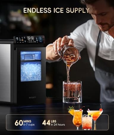 ecozy Nugget Ice Maker Countertop, Smart Pebble Ice Machine with APP Control, 44 lbs Per Day Soft Pellet Chewable Ice with Self-Cleaning, Stainless Steel - Image 6