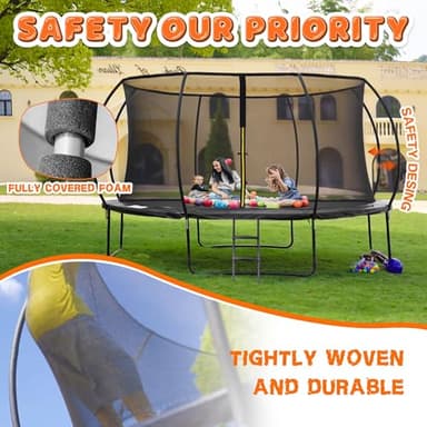 JELENS Trampoline 8FT 10FT 12FT 14FT 16FT, Recreational Trampolines with Enclosure Net and Ladder, Outdoor Anti-Rust Trampolines for Kids and Adults, ASTM Approved - Image 2
