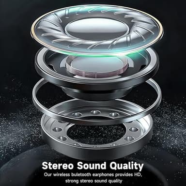 Wireless Earbuds Bluetooth Headphones 96H Playtime LED Display Waterproof Built in Mic Deep Bass Sound Secure Over Ear Buds Earhooks for iPhone Android Samsung Cell Phones Sport - Image 6