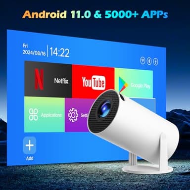 2025 Mini Projector with WiFi and Bluetooth, Portable Projector Full HD 4K Support with Automatic Vertical Keystone Correction 270° Rotation Projector and Android 11.0 Smart Projector - Image 2
