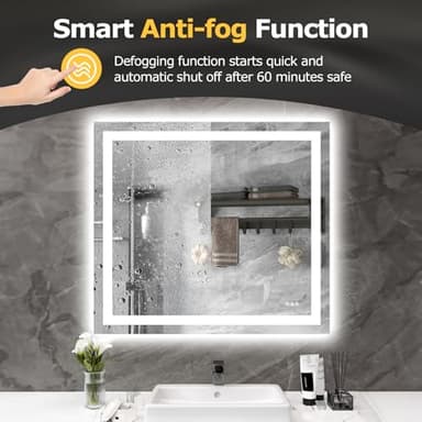 Hivone 40X36 LED Bathroom Mirror with Lights, Anti-Fog, Dimmable, Backlit + Front Lit, Smart Bathroom Vanity Mirror, Memory Function, Shatterproof, Tempered Glass (Horizontal/Vertical) - Image 6