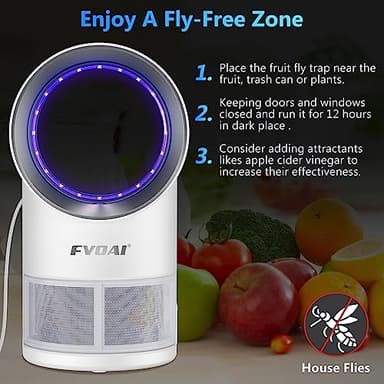 Fruit Fly Trap for Indoors, Fly Traps Indoor for Home Indoor Insect Trap with Suction, Time Setting, Bug Light & 10 Pcs Sticky Glue Boards (White) - Image 7