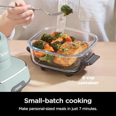 Ninja Crispi Air Fryer, Microwave, Freezer & Dishwasher Safe, Non Toxic Glass Portable Cooking System, 4 QT & 6 Cup Glass Containers with Storage Lids, Easy Meals, Air Fry, Bake, Green, FN101SG - Image 6