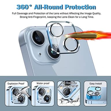 QHOHQ 3 Pack Screen Protector for iPhone 14 / iPhone 13 [6.1 Inch] with 3 Pack Tempered Glass Camera Lens Protector, Ultra HD, 9H Hardness,Case Friendly - Image 7
