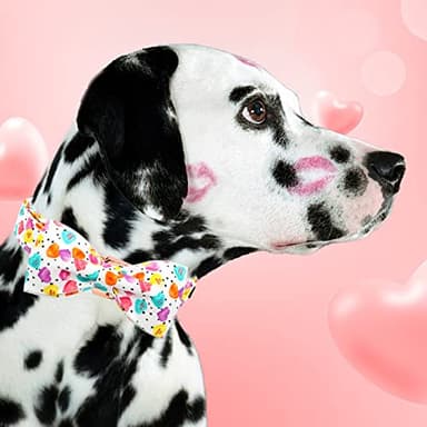 Elegant Little Tail Mother's Day Heart Dog Collar with Bow, Cute Pink Heart Pattern, Adjustable Dog Collar for Small Dogs, Cotton Material, Unique Bow Design, Versatile for Different Occasions - Image 6