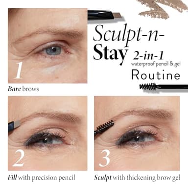 LAURA GELLER NEW YORK Sculpt-n-Stay Waterproof Brow Pencil & Gel- Soft Black - Image 2