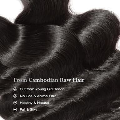 ASHINE Human Hair Bundles Body Wave Straight, Unprocessed Cambodian Raw Hair Bundles for Women Natural Black 18 20 22 Inch, Keep Soft and Silky After Multiple Washes - Image 4