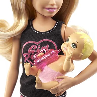 Barbie Skipper Babysitters Inc Set with Blonde Doll in 'Girl Power' Top, Baby Doll & 4 Accessories - Image 4