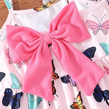 Girls Butterfly Summer Dress Bowknot Backless Sundress Birthday Dress Outfits for Baby Girls Sleeveless Casual Clothes 1-6T(1309-5T) - Image 7