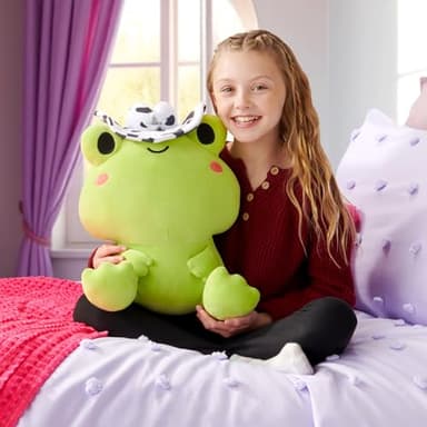 RUSS 14-inch Ribbit Rodeo Plush - Ultrasoft Frog Wearing a Cow Print Cowboy Hat - Official Jazwares Plush - Ages 3+ - Image 2