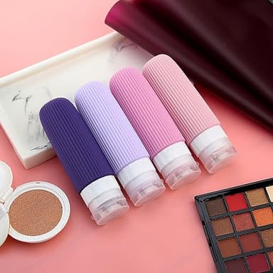 Mrsdry Travel Bottles for Toiletries, Tsa Approved 3oz Portable Travel Bottles, BPA Free Leak Proof Squeezable Travel Size Containers, Portable Silicone Bottles for Toiletries (4 Pack), Purple - Image 6