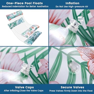 Pool Floats - 2 Pack Inflatable Pool Rafts, Pool Floats Adult Size, 4-in-1 Floats for Swimming Pool, Thick PVC Pool Float Lounger Water Hammock - Image 4