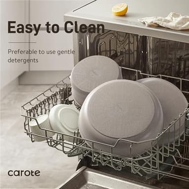 CAROTE 19pcs Pots and Pans Set Non Stick, Nonstick Cookware Set Detachable Handle, Induction Kitchen Cooking Sets with Removable Handle, RV Kitchen, Oven Safe, Taupe - Image 5