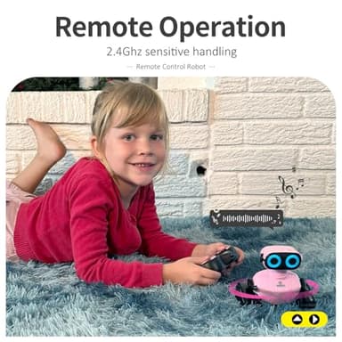 GILOBABY Robot Toys, Remote Control Robot Toy, RC Robots for Kids with LED Eyes, Flexible Head & Arms, Dance Moves and Music, Birthday Gifts for Girls Age 3+ Years (Pink) - Image 7