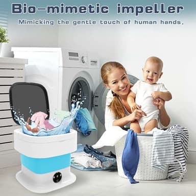 Portable Washing Machine, 16L Mini Washing Machine with 3 Modes, Foldable Collapsible Washer and Dryer with Spin for Travel, Socks, Baby Clothes (Blue) - Image 7