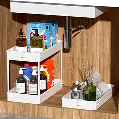 SPACEKEEPER Storage Rolling Cart, 3 Tier Laundry Room Organization Utility Cart Bathroom Organizer Mobile Shelving Unit Shelves Multi-Functional Trolley, White - Image 3