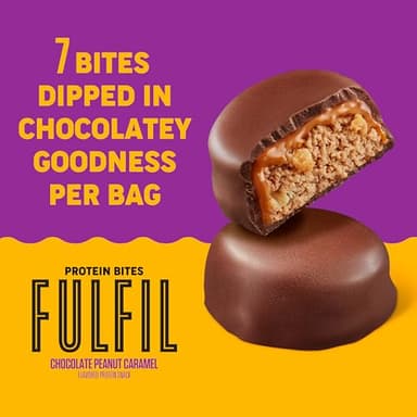 FULFIL Protein Snack Bites, Chocolate Peanut Caramel Flavored, Gluten Free with 16g Protein per serving, 7 Bites per Bag (10 Bags) - Image 4