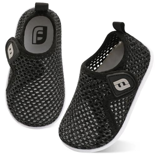 JOINFREE Water Shoes Unisex-Child Boys Girls Athletic Walking Sneakers Shoes for Kids Mesh BlackGrey 2.5-3 Years Toddler - Image 1