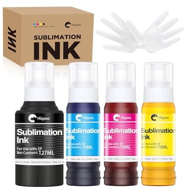 Hiipoo Sublimation Ink Refilled Bottles Compatible for ET2400 ET2720 ET2760 ET2750 ET4800 ET-2800 ET-2803 ET-2850 Inkjet Printers Heat Press Transfer on Mugs T-Shirts - Image 1