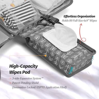 Portable Diaper Changing Pad - Changing Pad Portable with Wipes Pocket, Waterproof Diaper Changing Mat, Portable Changing Pad for Baby, Newborn Gift (Grey Arrows) - Image 5