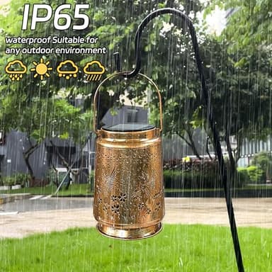 KY&BOSAM Solar Lanterns Outdoor Waterproof Hummingbird Garden Decor Birthday Gifts for Women Mom Grandma Hanging Solar Lights Outdoor Metal LED Lantern Outside for Yard Patio Backyard Porch Pathway - Image 3