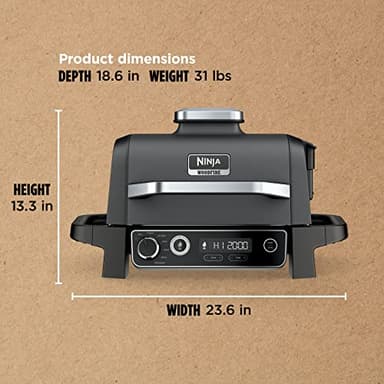 Ninja OG751 Woodfire Pro Outdoor Grill Built-In Thermometer,7-in-1 Master Grill,BBQ Smoker,& Outdoor Air Fryer Plus Bake,Roast,Dehydrate & Broil,Woodfire Technology,Weather-Resistant,Grey XL - Image 12
