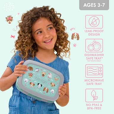 Bentgo Kids Prints Leak-Proof, 5-Compartment Bento-Style Kids Lunch Box - Ideal Portion Sizes for Ages 3-7, Durable, Drop-Proof, Dishwasher Safe, & PFAS & BPA-Free Materials (Puppy Love) - Image 3