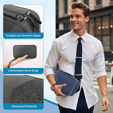 FYY Electronic Organizer, Large Travel Cable Organizer Bag Electronic Accessories Carry Case Pouch Portable Waterproof Double Layers All-in-One Storage Bag for Cable, Cord, Charger, Black - Image 6